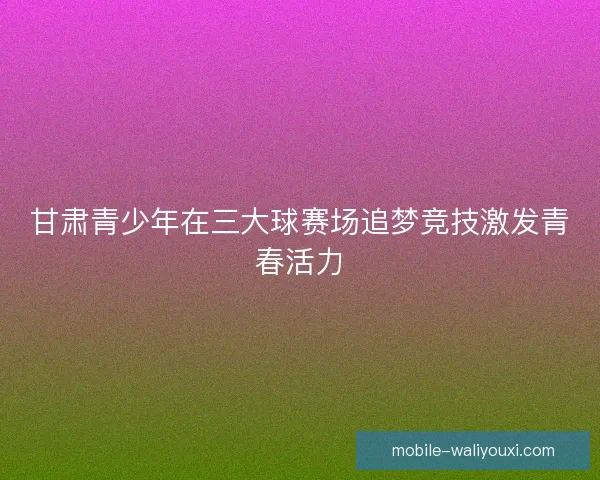 甘肃青少年在三大球赛场追梦竞技激发青春活力
